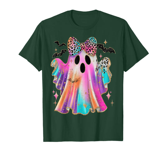 Leopard Coquette Ghost Halloween Spooky Season Fall Autumn T-Shirt