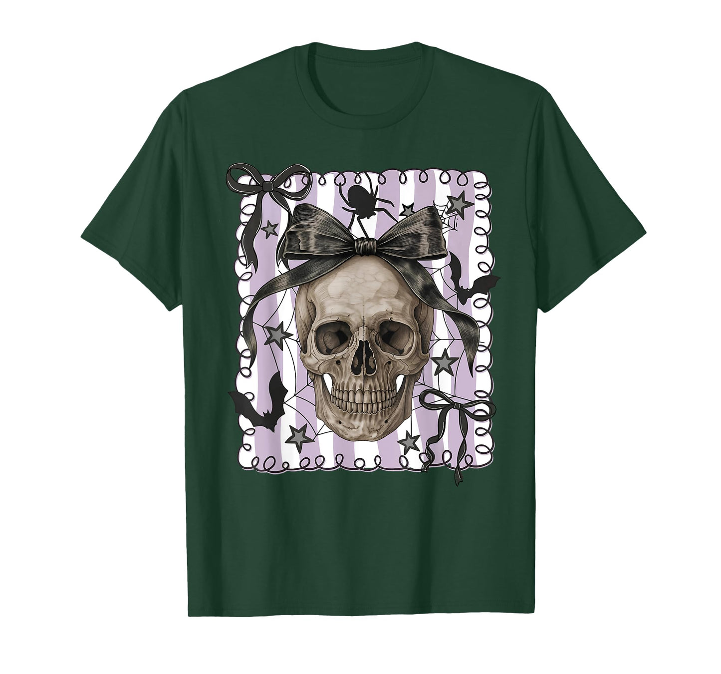 Spooky Season Skull Halloween Coquette Bow Trick Or Treat T-Shirt