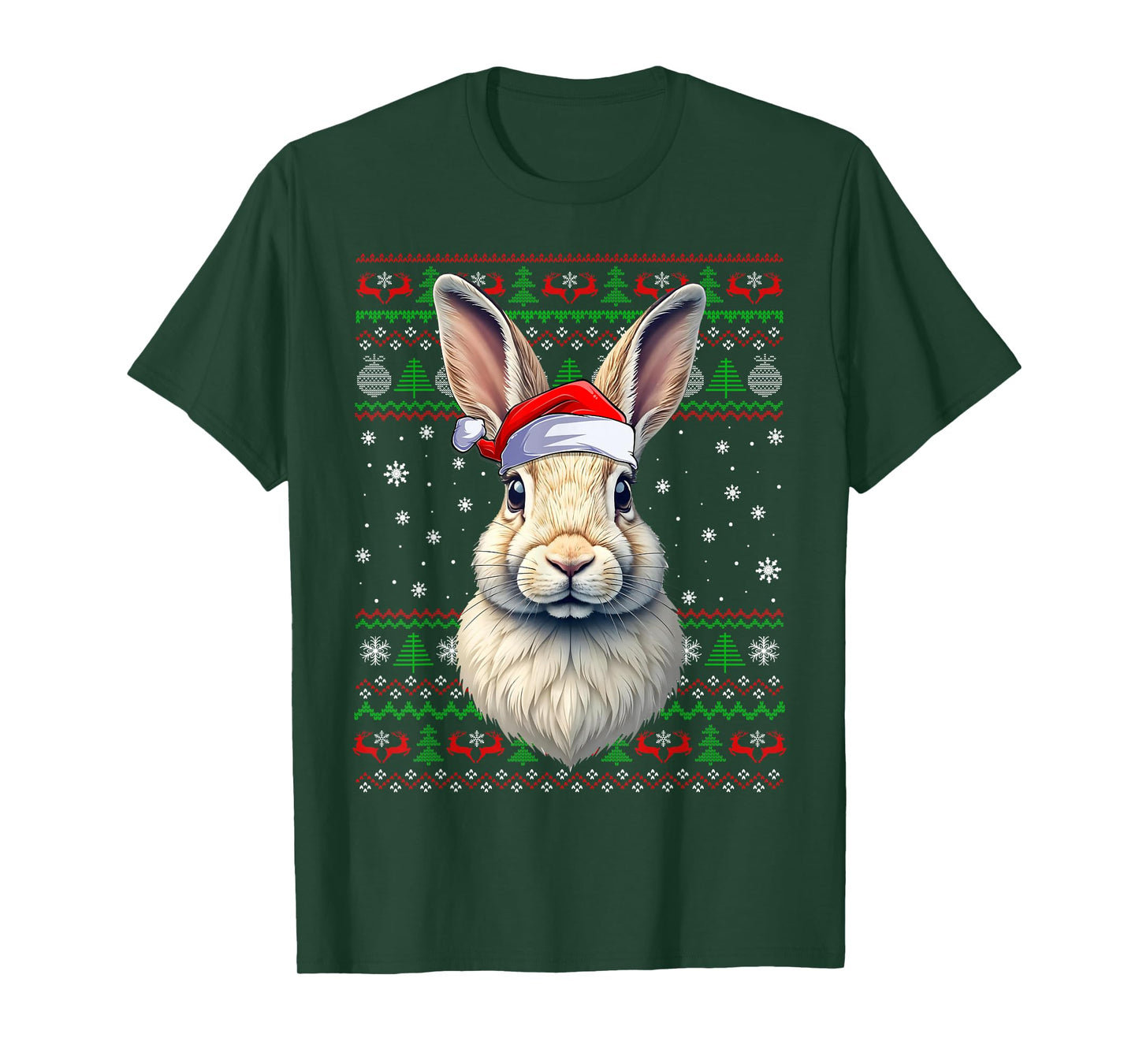 Rabbit Bunny Christmas Ugly Sweater Funny Santa Animal Xmas T-Shirt