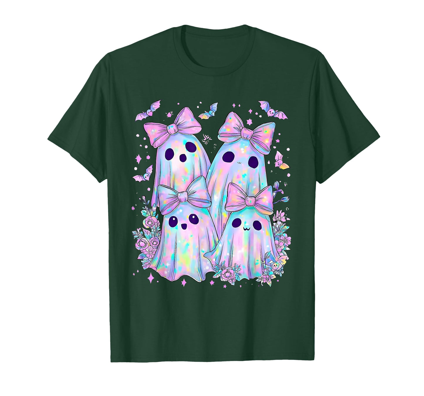 Halloween Funny Ghost Coquette Bow Spooky Season Wildflower T-Shirt