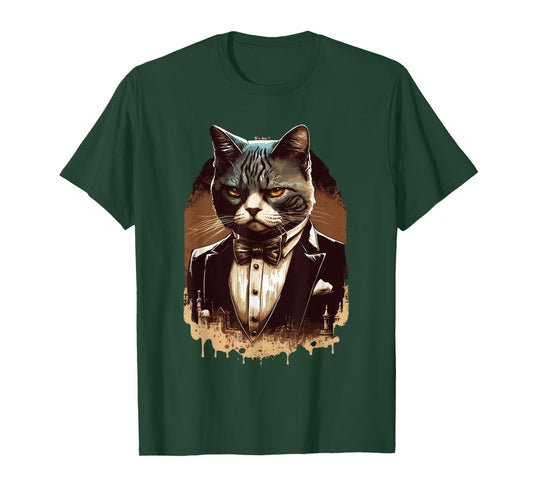 Funny Mafia Cat Feline Gangster Cat Lovers Men Women T-Shirt