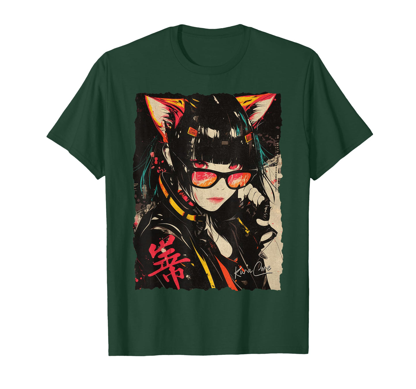 Japanese Streetwear Cyberpunk Y2K Techwear Neko Manga Anime T-Shirt