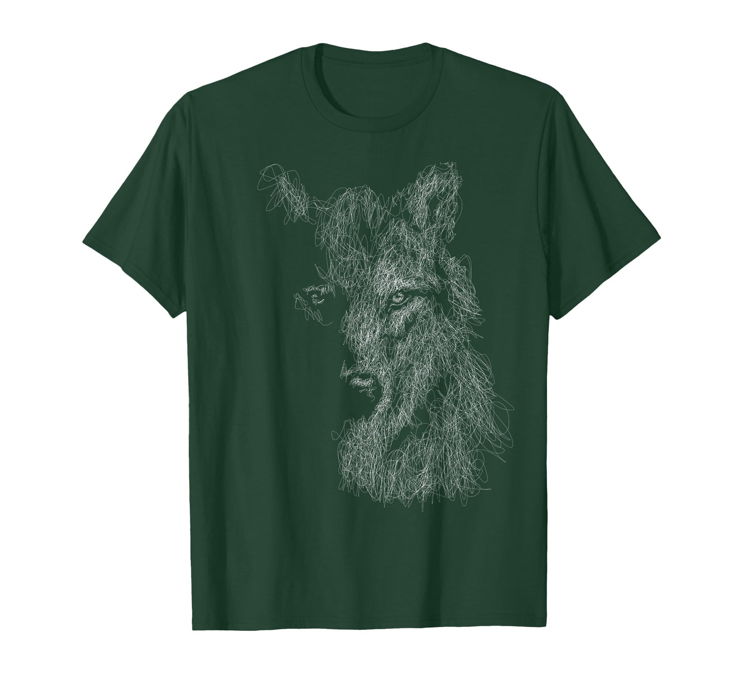 wolf scribble head art Face sketch for lover wolves wildlife T-Shirt