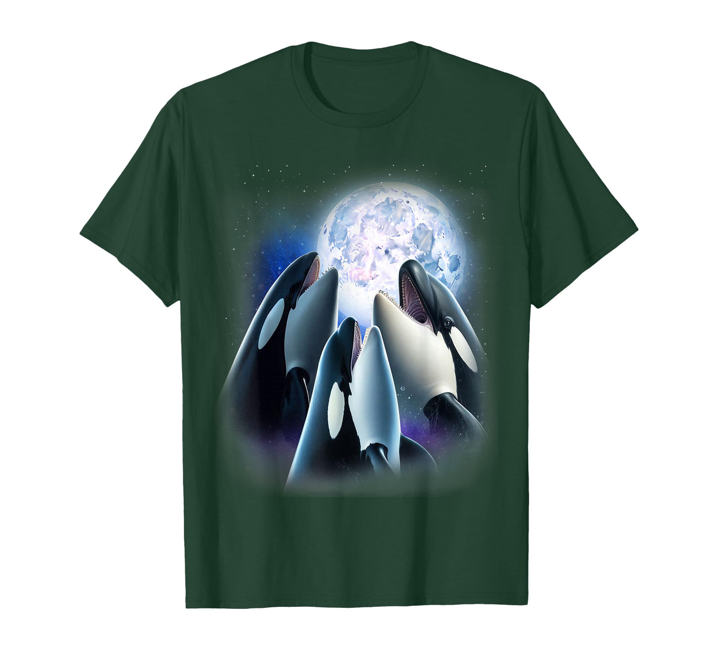 3 Orcas Howling At The Moon Funny Killer Whale Orca Lover T-Shirt