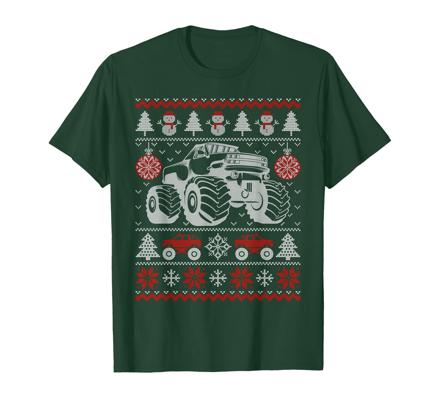 Monster Truck Lovers Ugly Christmas Sweater Xmas Boys Kids T-Shirt