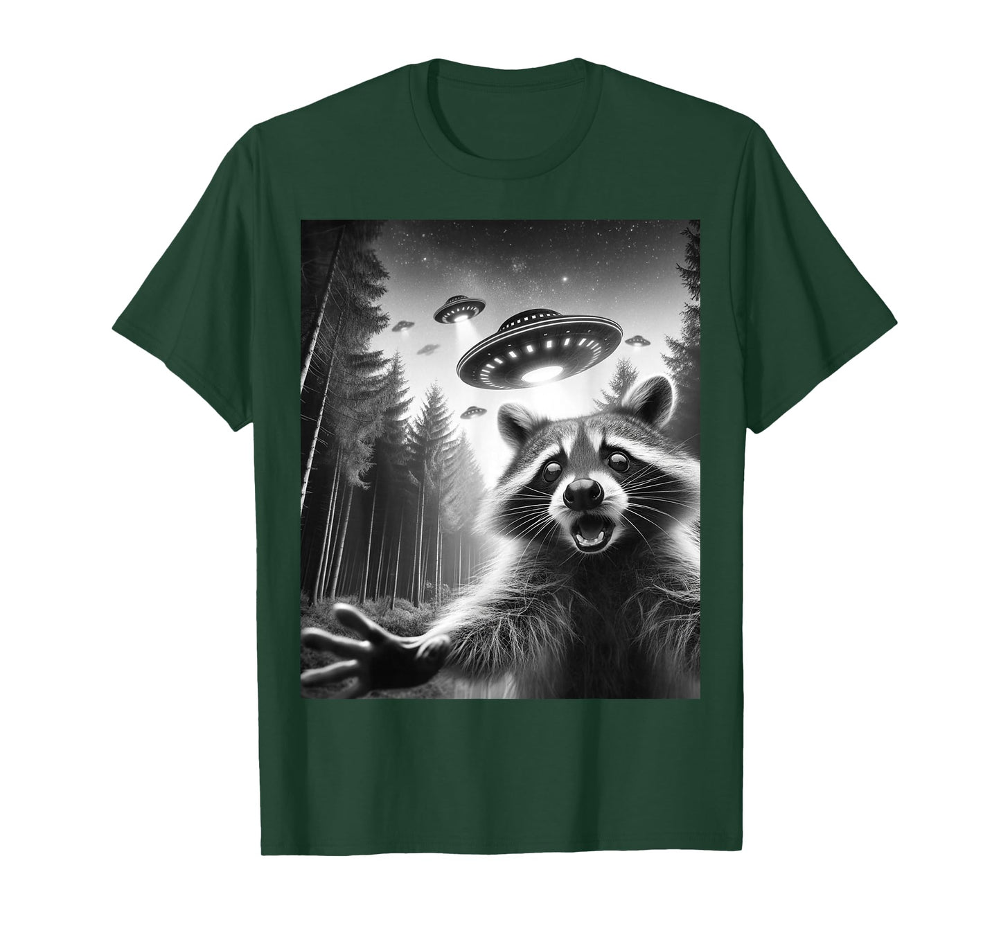 Alien UFO Raccoon Selfie Funny Raccoon With UFO T-Shirt