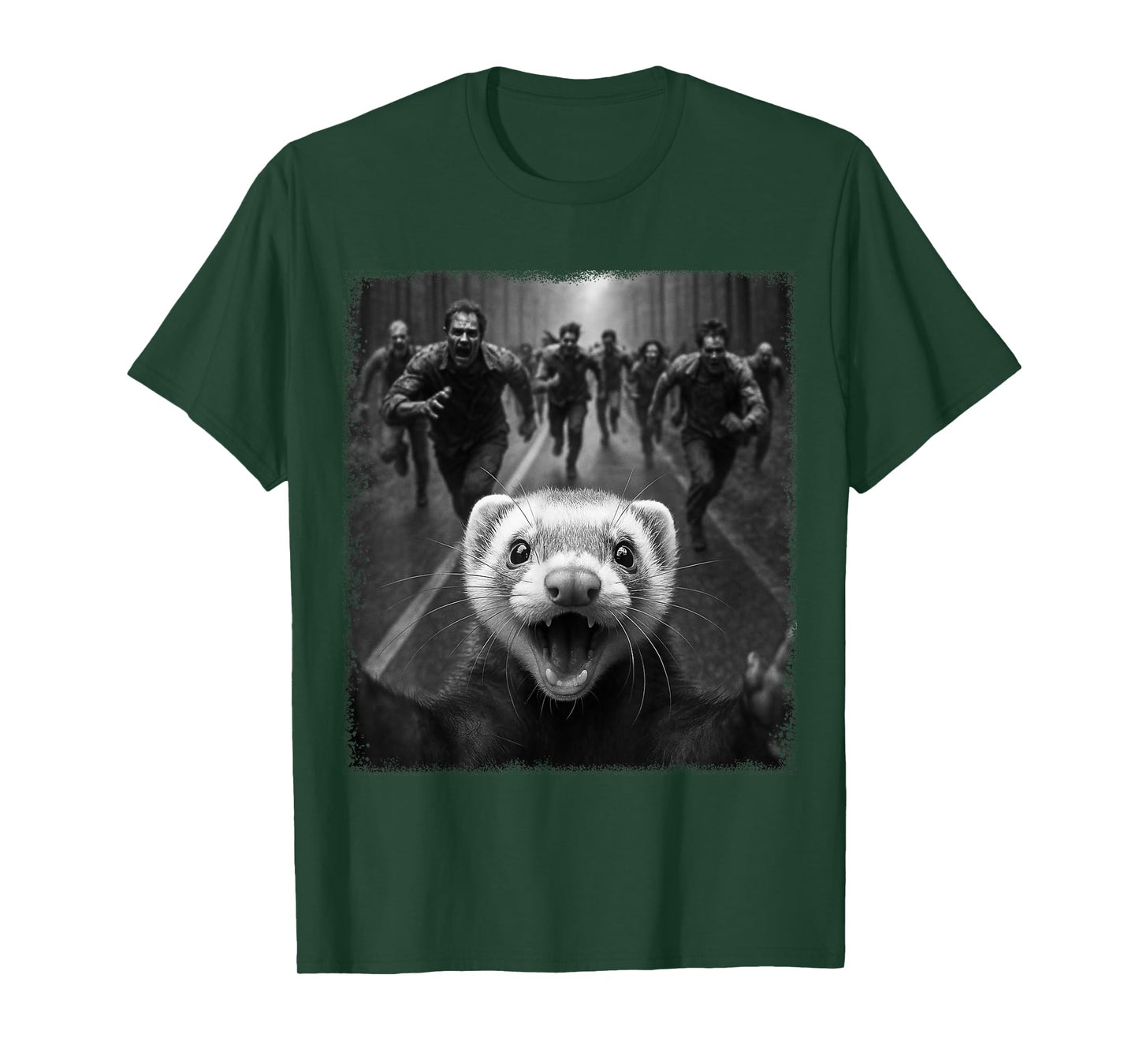 Funny Spooky Ferret Selfie With Creepy Halloween Zombies T-Shirt