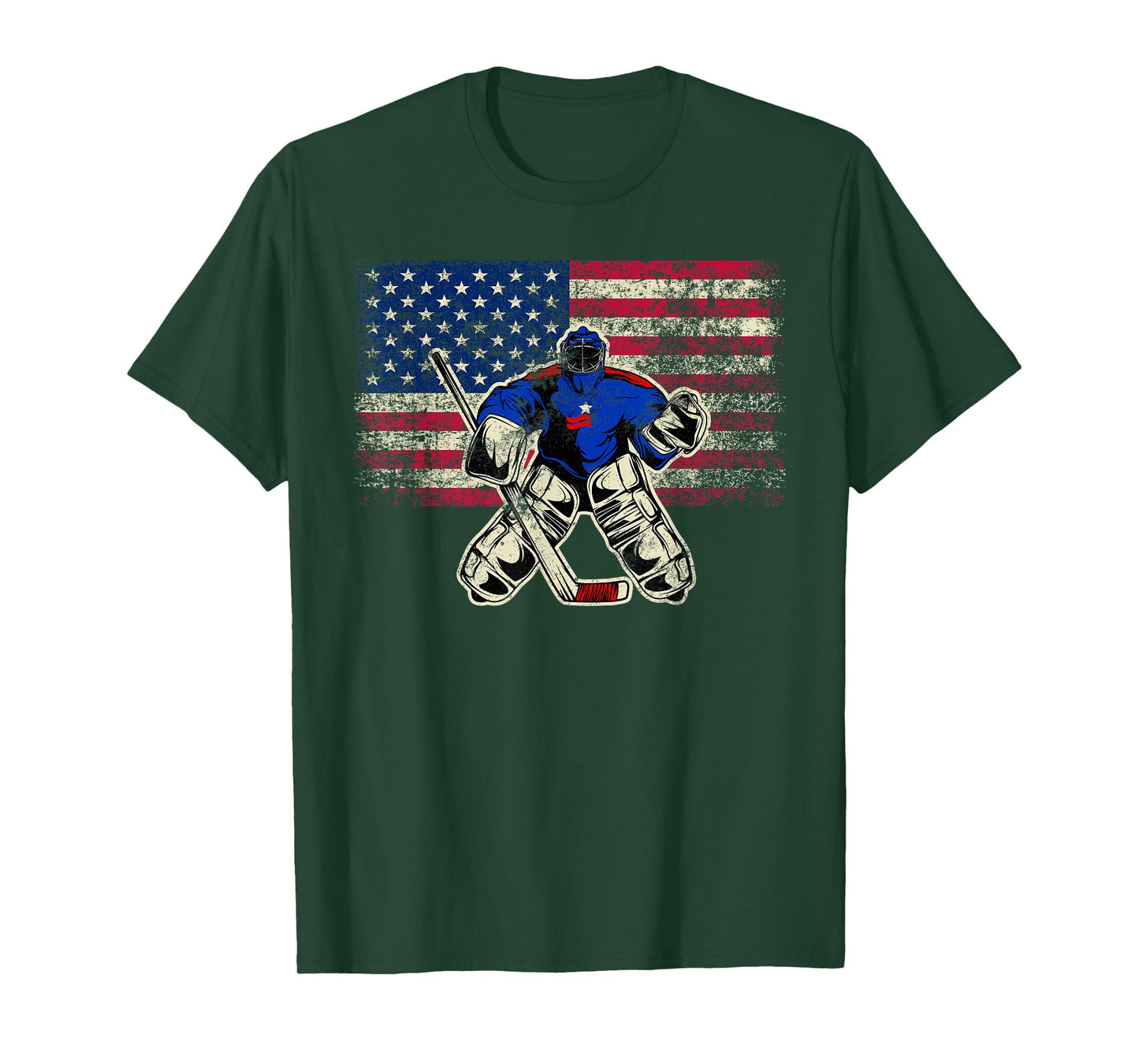Vintage Ice Hockey Goalie USA Flag Gift For Goalie T-Shirt