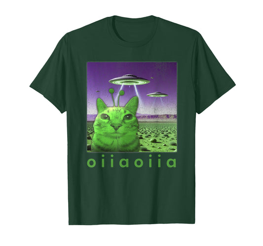 Funny Alien Cat Oiia Oiia Meme Graphic T-Shirt for Men Women