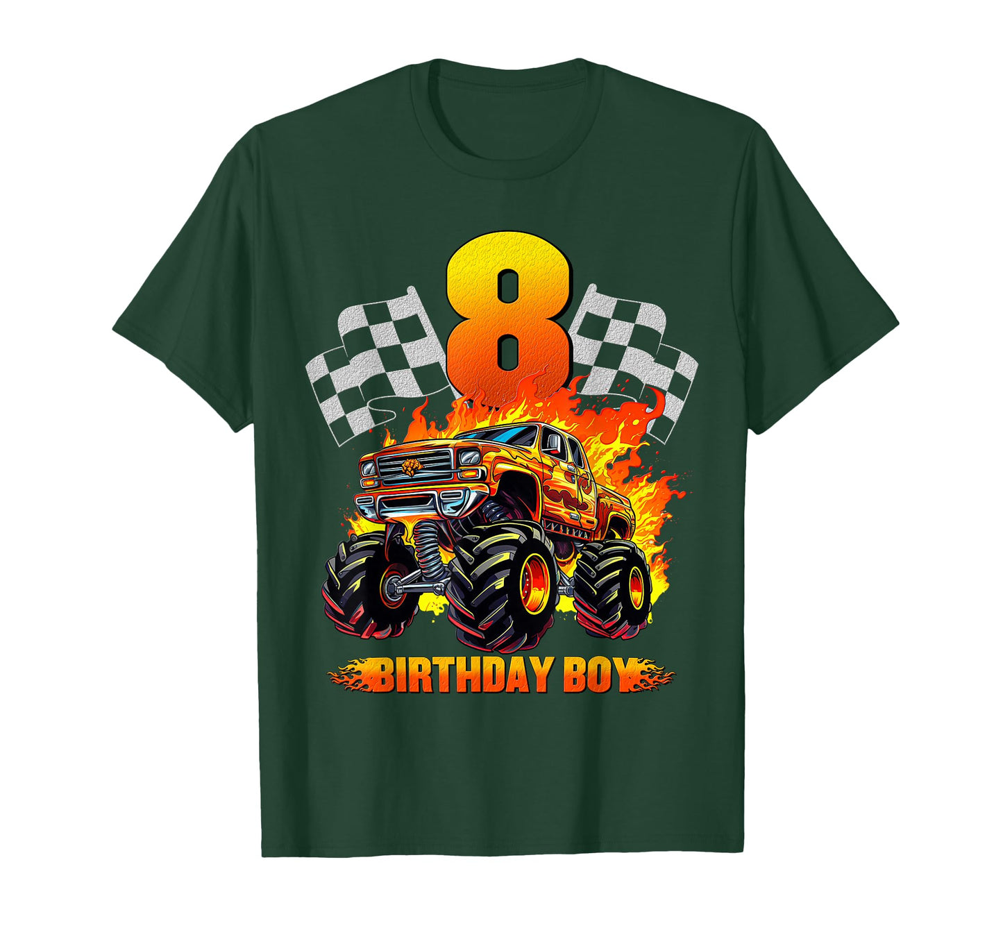 8 Year Old Birthday Monster Truck 8th Birthday Boy Kids T-Shirt