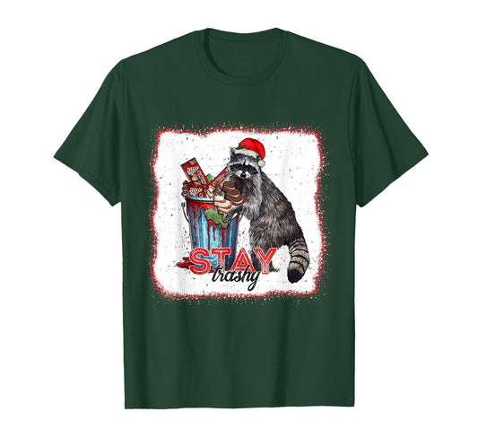 Christmas Snack Stay Funny Trashy Raccoon Opossums Santa Hat T-Shirt