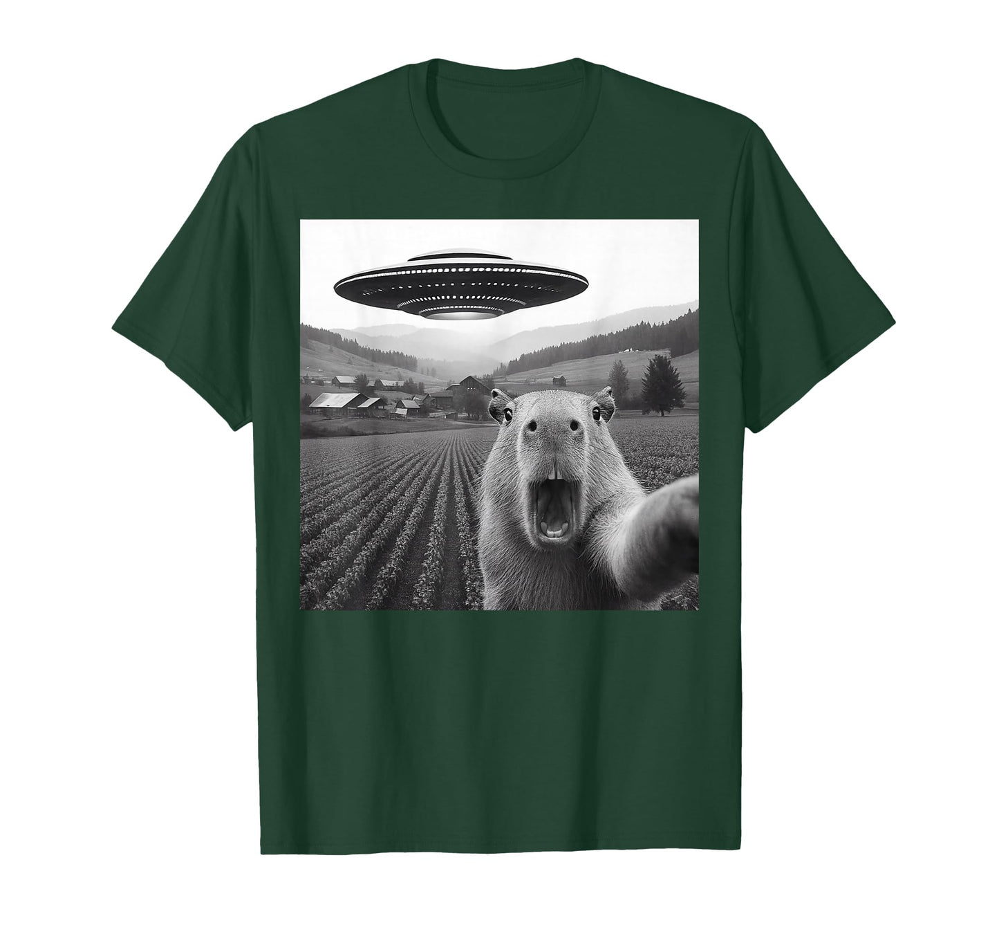 Capybara Selfie with Alien Funny Capybaras Men Women Kid T-Shirt