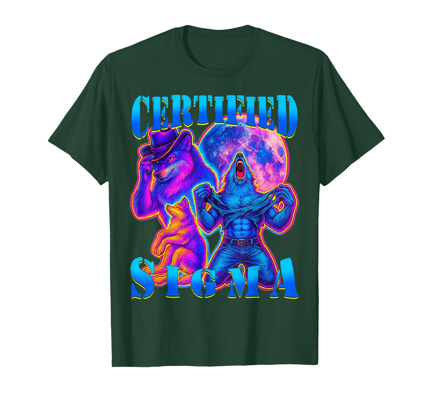 Certified Sigma Wolf Funny Meme Alpha Grindset Retro Bootleg T-Shirt