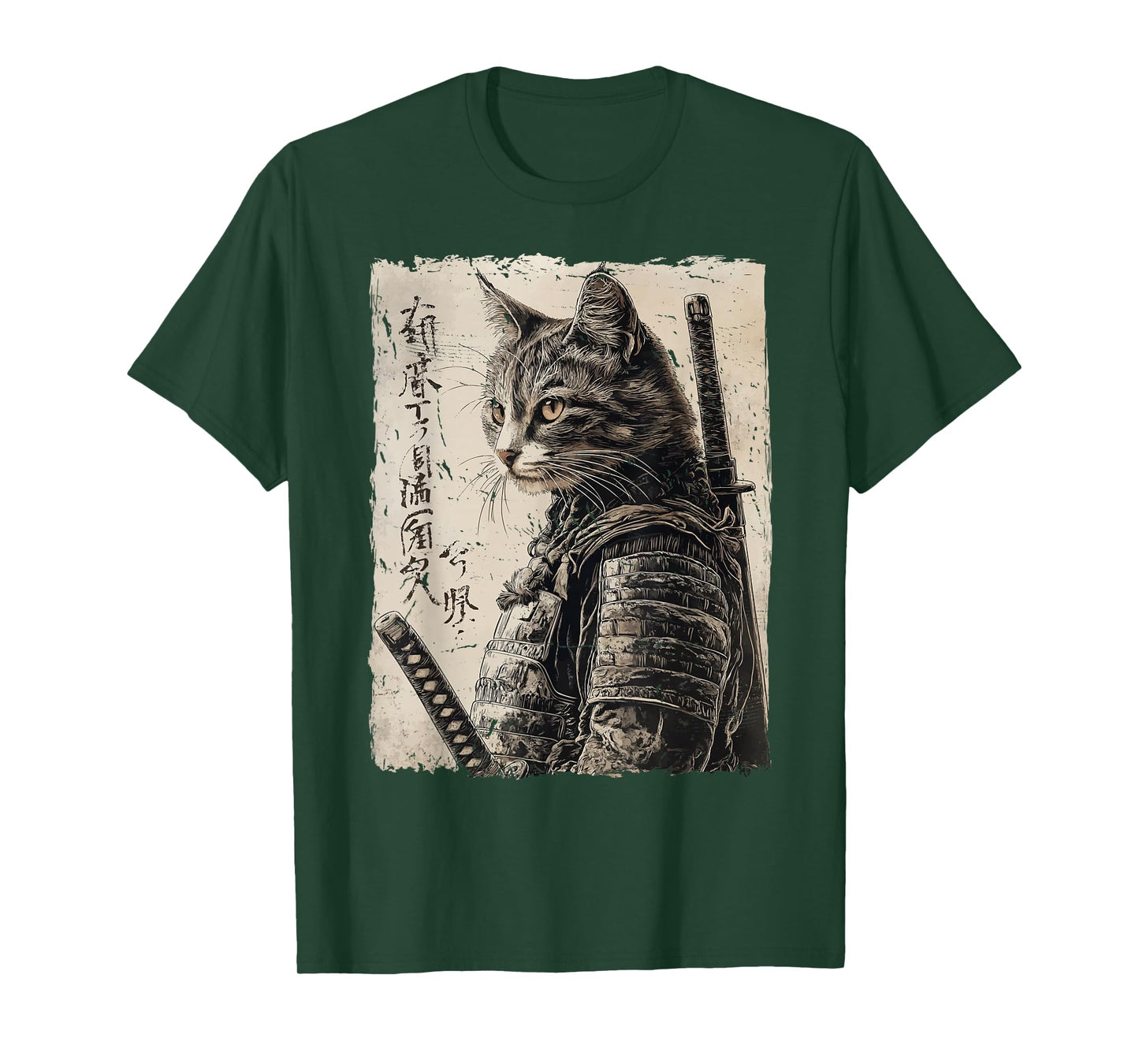 Samurai Cat Warrior Japanese Ukiyo-e Artwork Cat Samurai T-Shirt