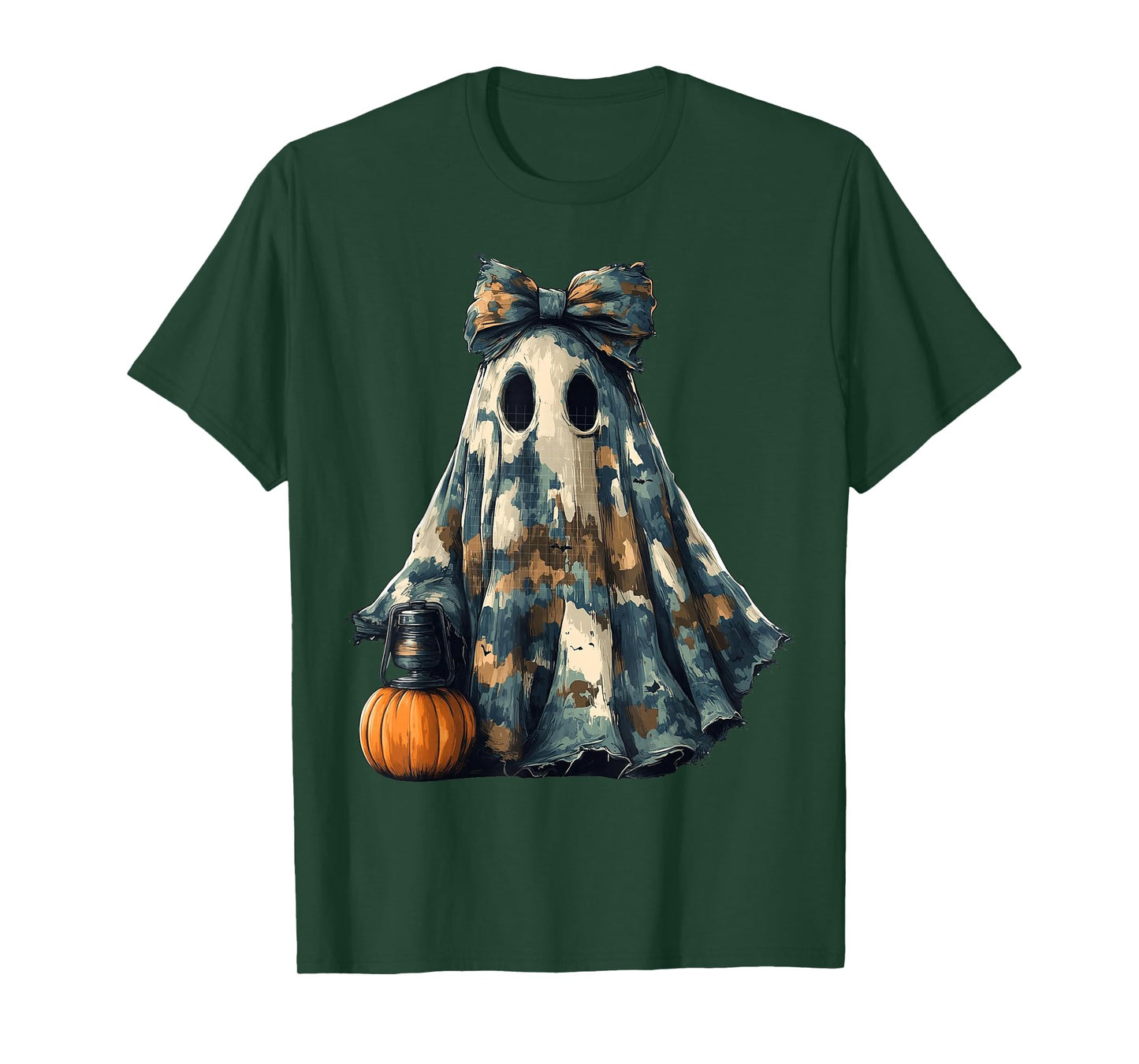 Camouflage Ghost Cute Spooky with Bow for Kids T-Shirt