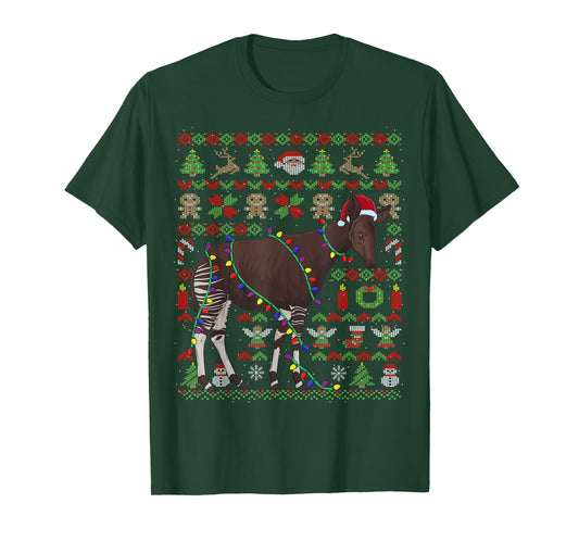 Ugly Christmas Okapi Forest Giraffe T-Shirt