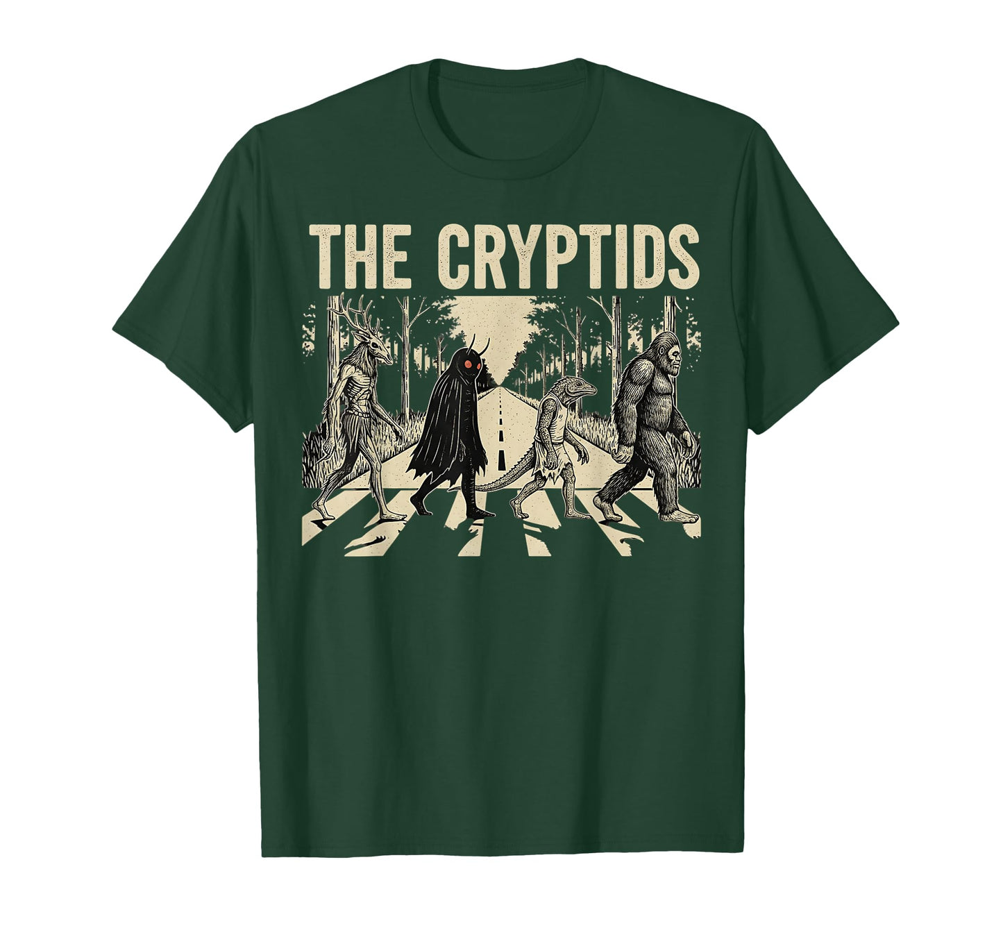 The Cryptids Funny Bigfoot Mothman Monster Halloween Graphic T-Shirt