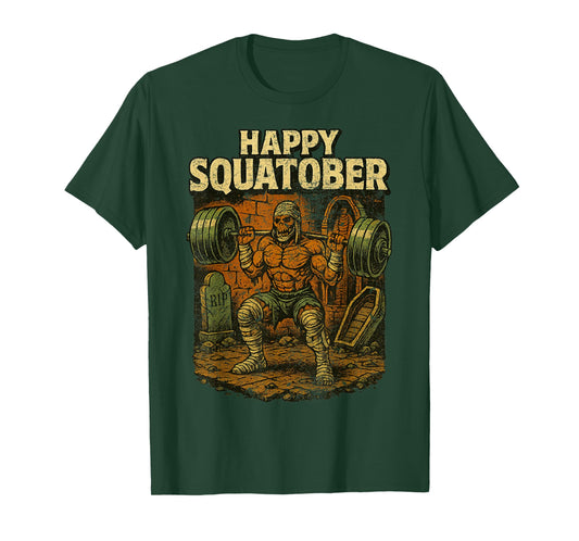 Happy Squatober Leg Day Challenge Vintage Halloween Monster T-Shirt