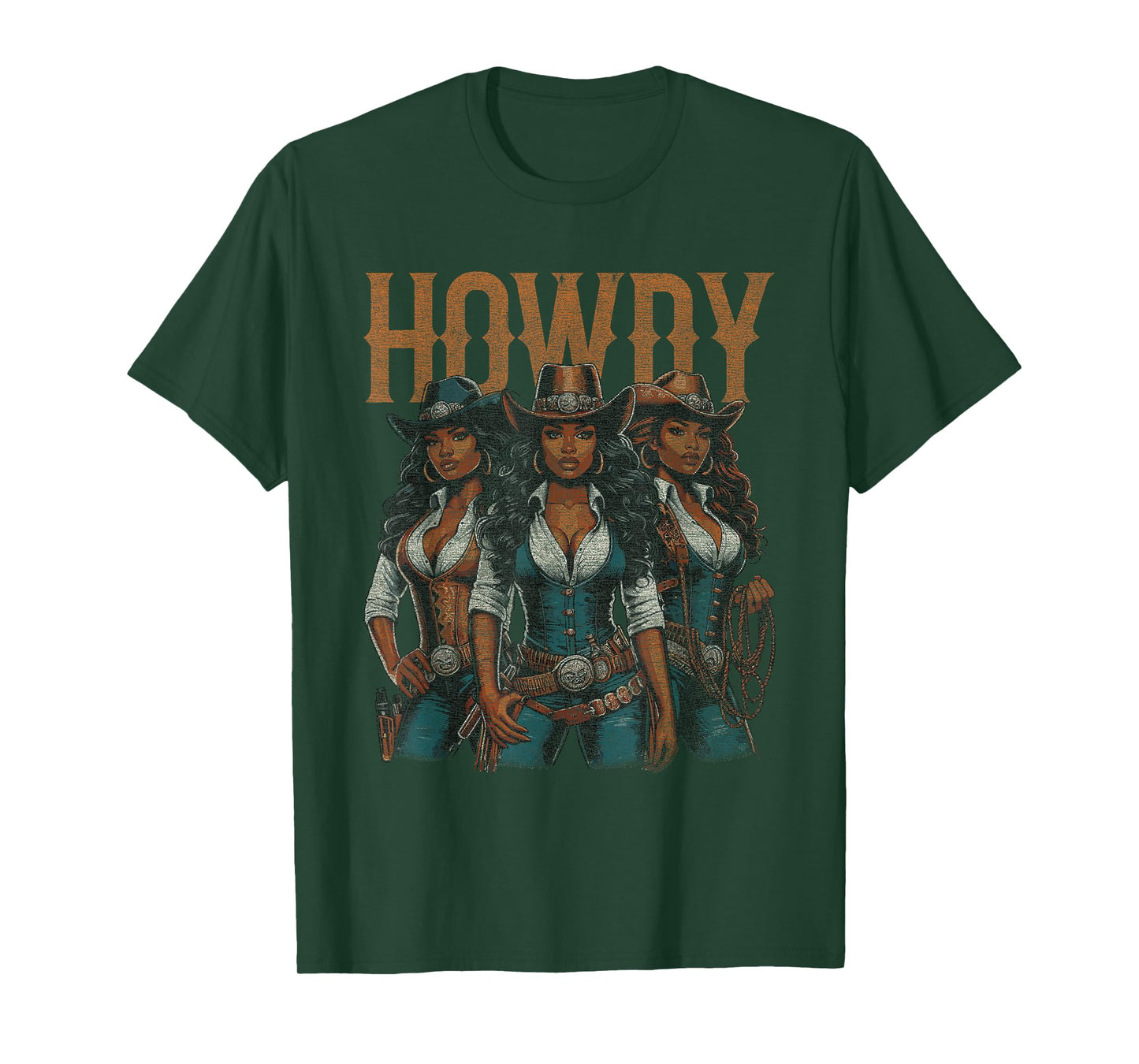 Black African American Cowgirl Western Texas Rodeo Howdy T-Shirt