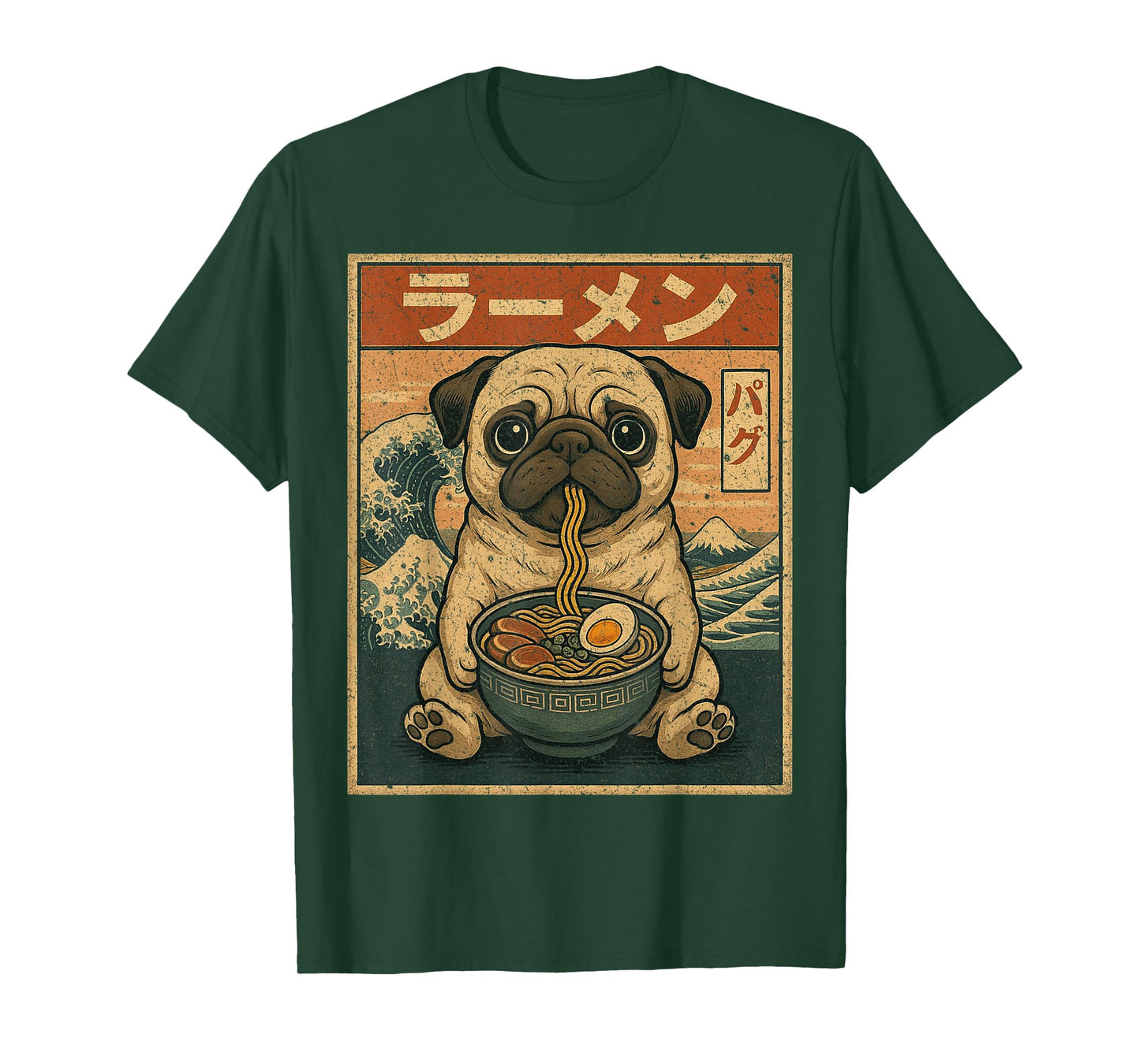 Funny Kawaii Ramen Pug Japanese Noodles Pug Eating Ramen T-Shirt