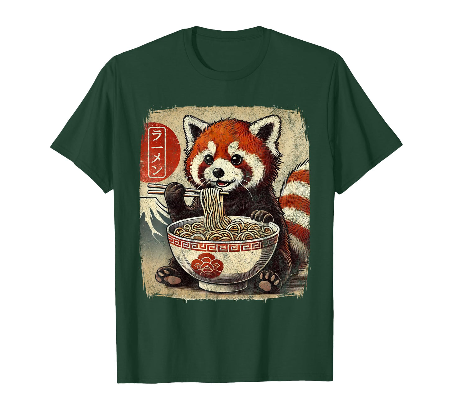 Red Panda Ramen Bowl Japanese Anime Kawaii Food Graphic T-Shirt