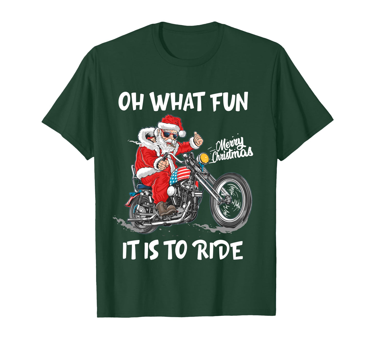 Biker Santa Motorcycle Fan Merry Christmas Xmas Holidays Long Sleeve T-Shirt