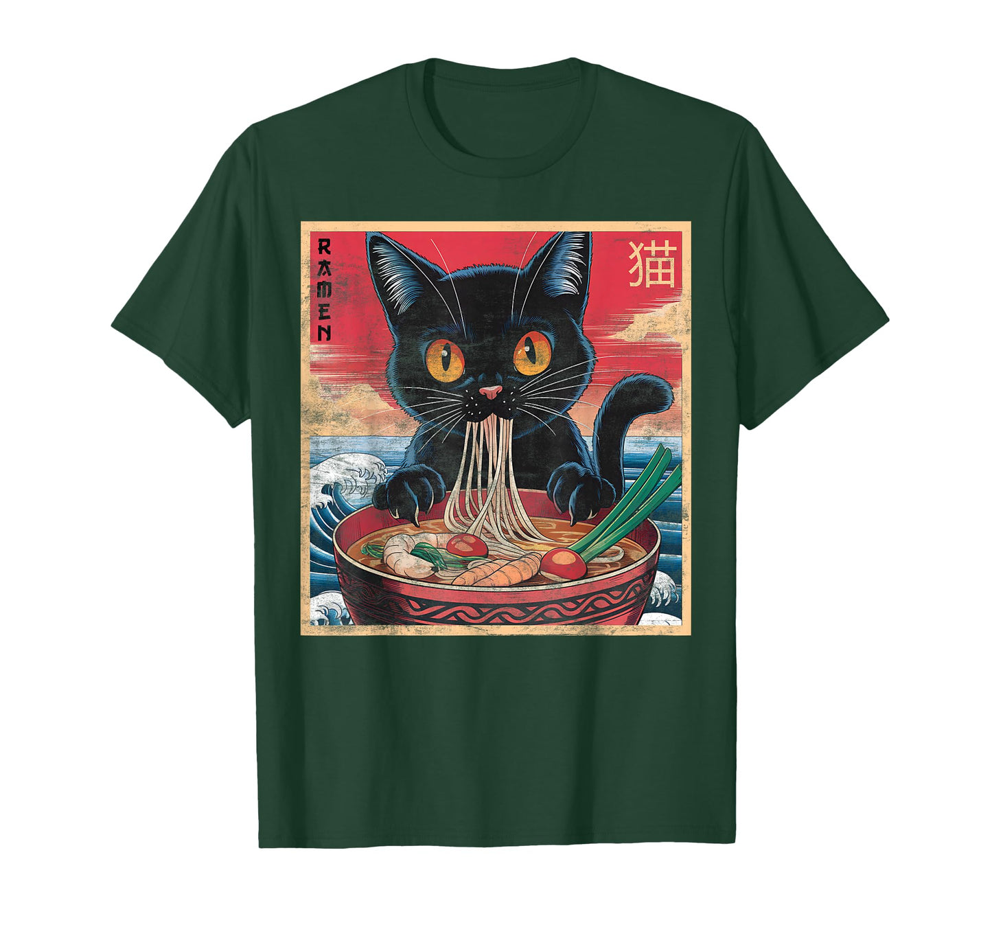 Anime Shirt Cat Ramen Funny Graphic Tees for Women Kawaii T-Shirt