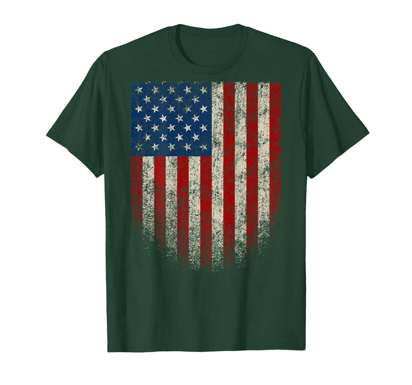 American Flag (Print on The Back) Patriotic Red White Blue T-Shirt