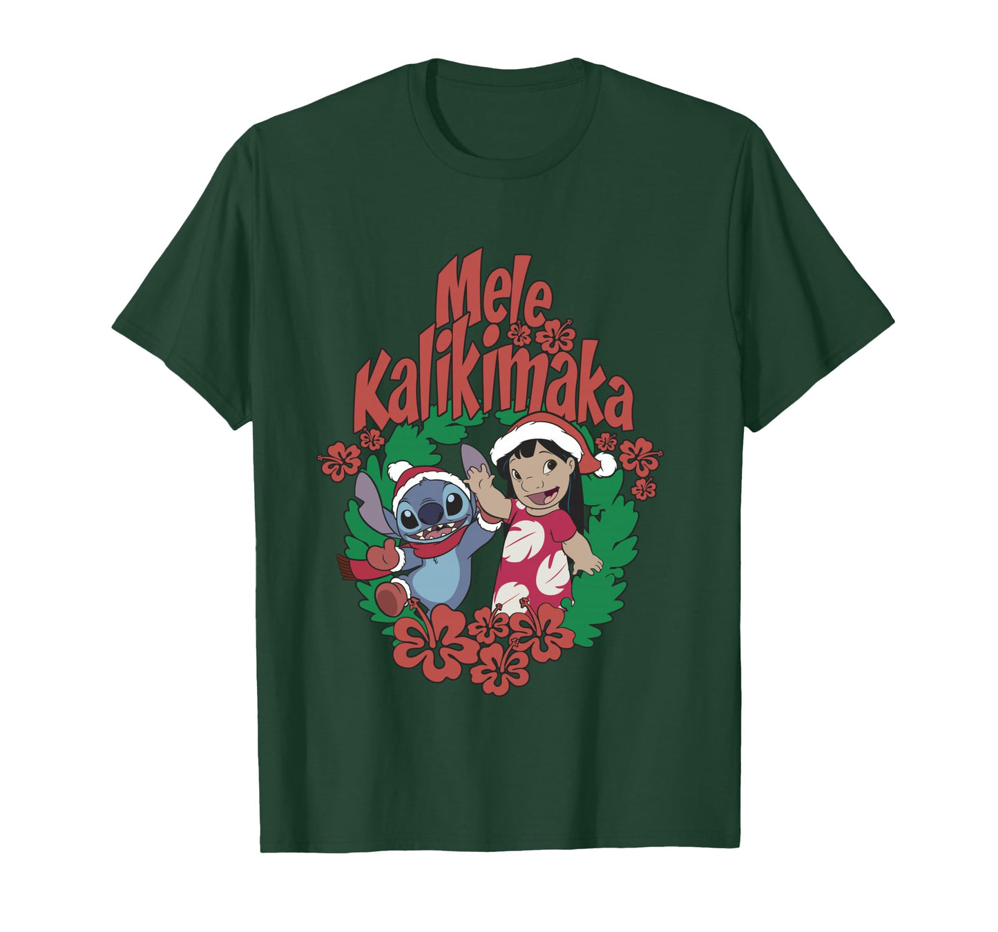 Disney Lilo & Stitch Christmas Mele Kalikimaka Wreath Long Sleeve T-Shirt