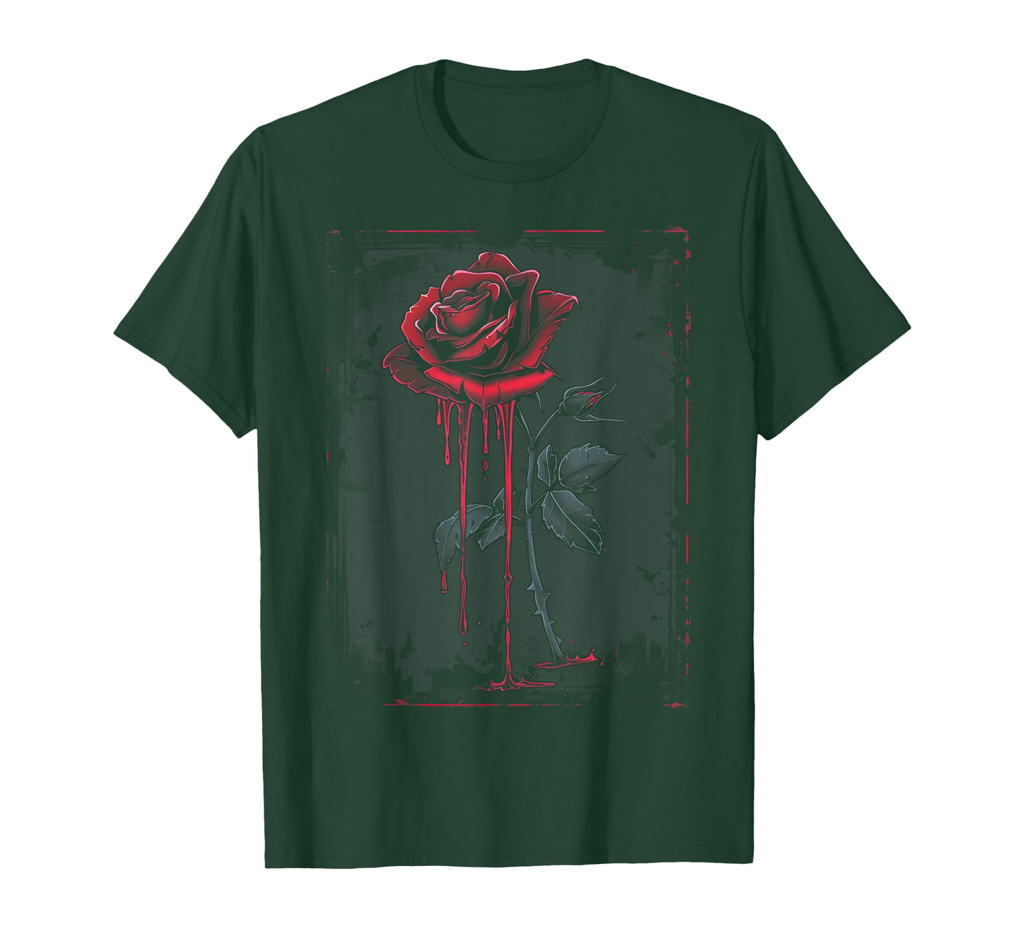 Anime Goth Withered Rose Blood Gothic Art Punk Vintage Edgy T-Shirt