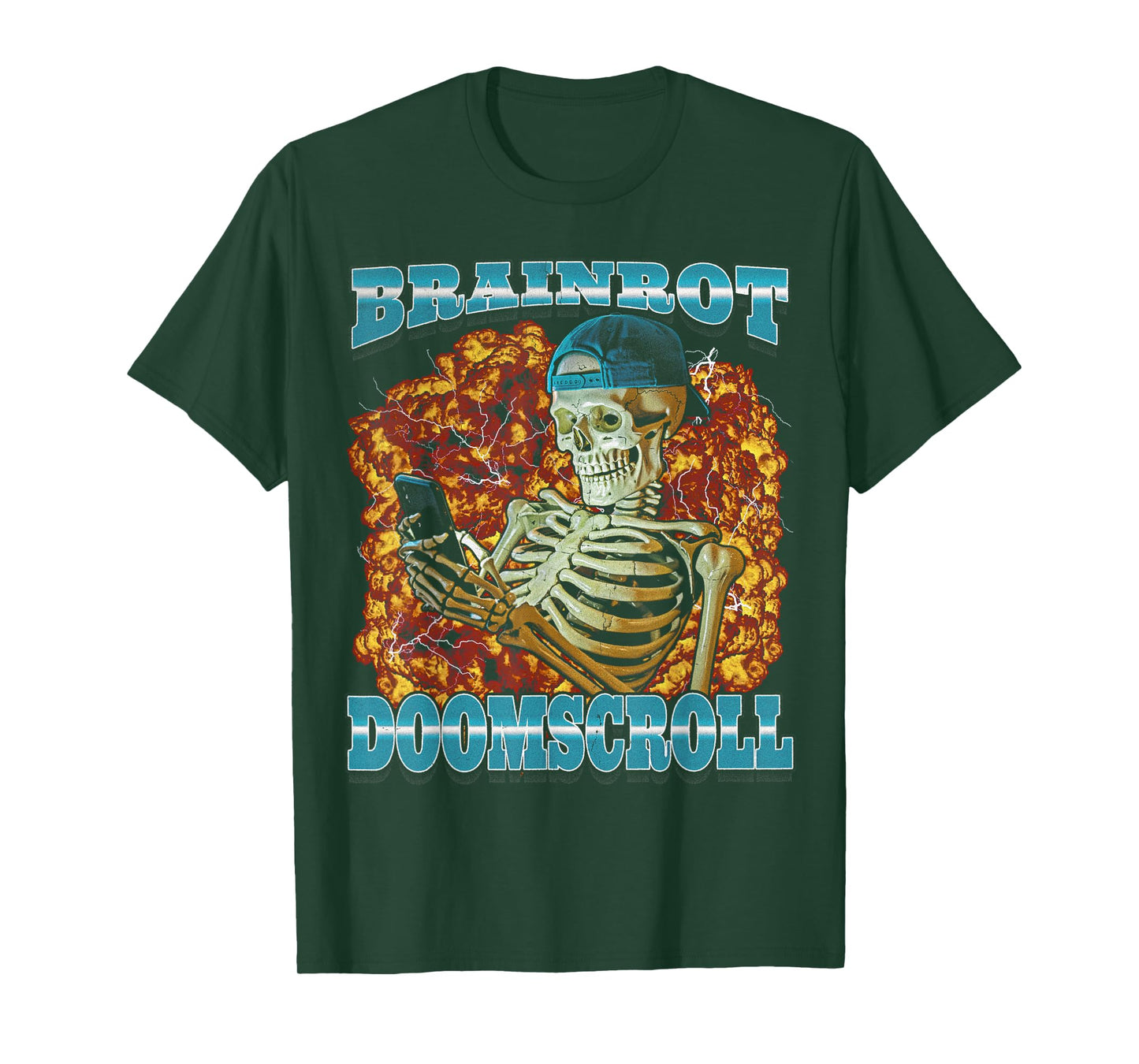 Skeleton Meme Funny Men Women Brainrot Bootleg Graphic T-Shirt