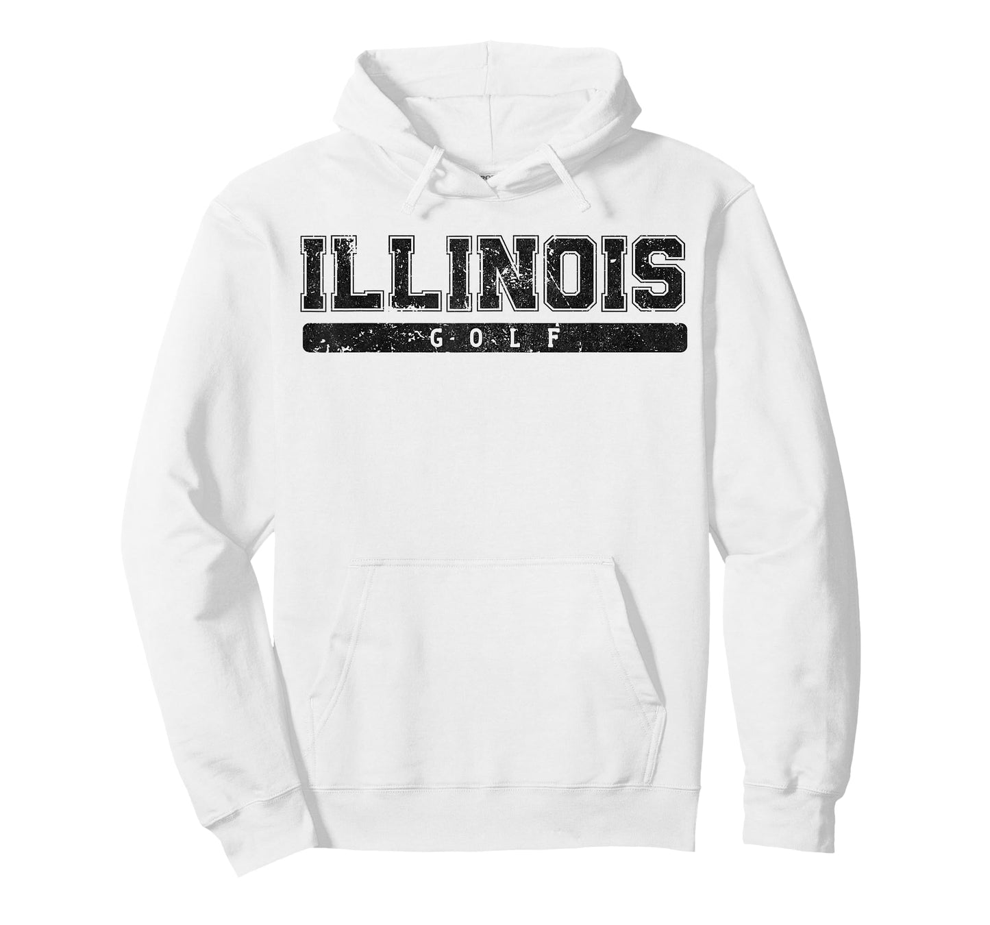 Illinois Golf Black Vintage Text T-Shirt