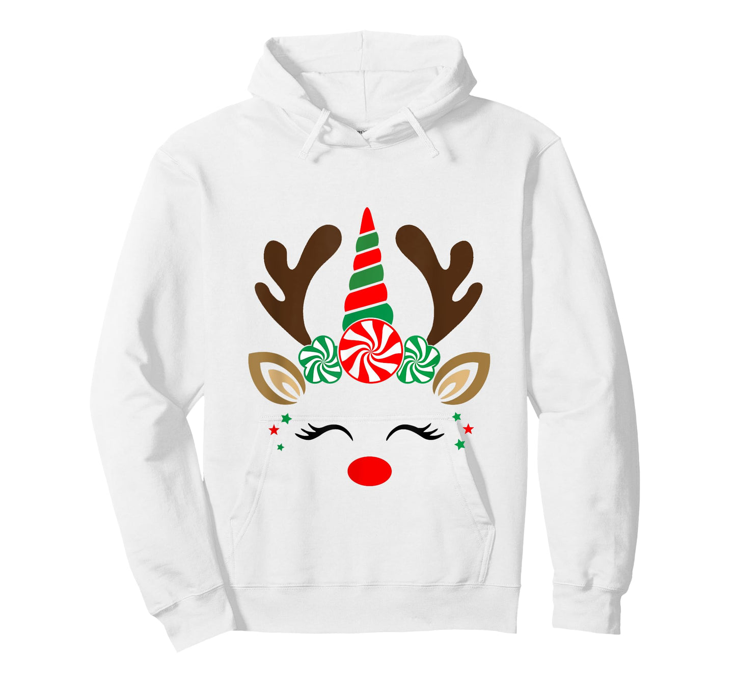 Christmas Reindeer Unicorn Face Cute Unicorn T-Shirt