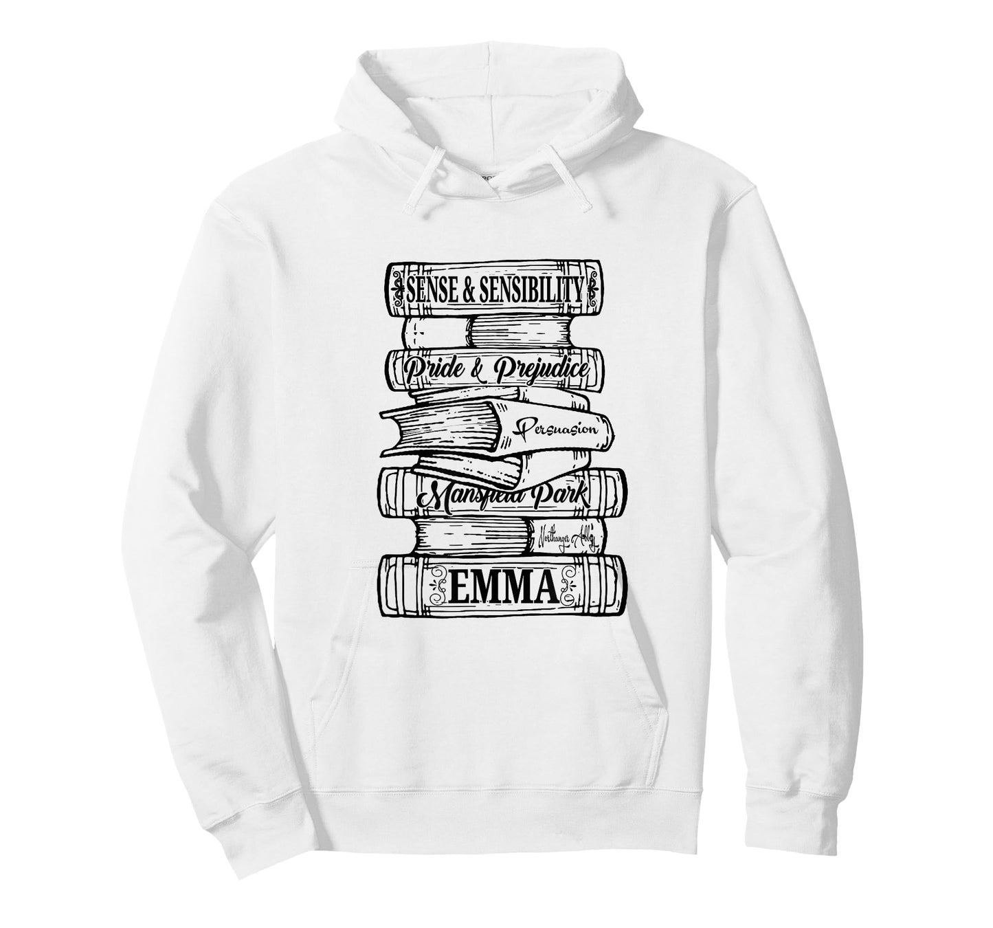 Jane Austen Pride and Prejudice & Mr. Darcy Book Stack Fans T-Shirt