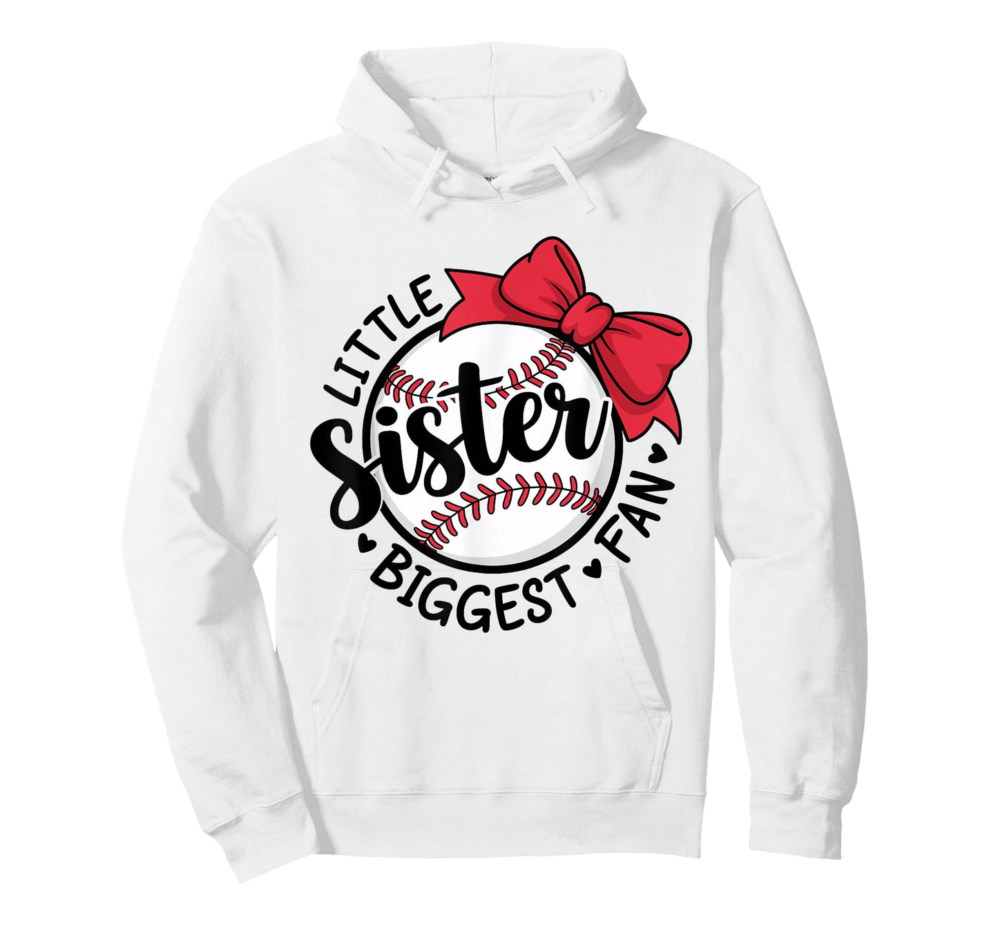 Baseball Little Sister Biggest Fan Bow Baseball Sister T-Shirt