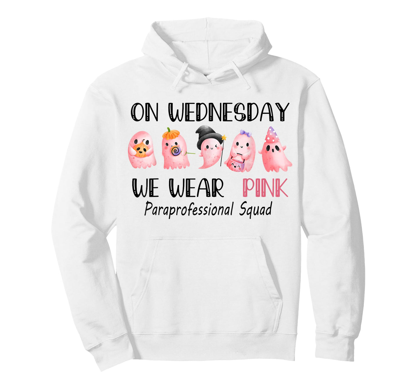 On Wednesday Funny Ghost We Wear Pink Paraprofessional Squad T-Shirt