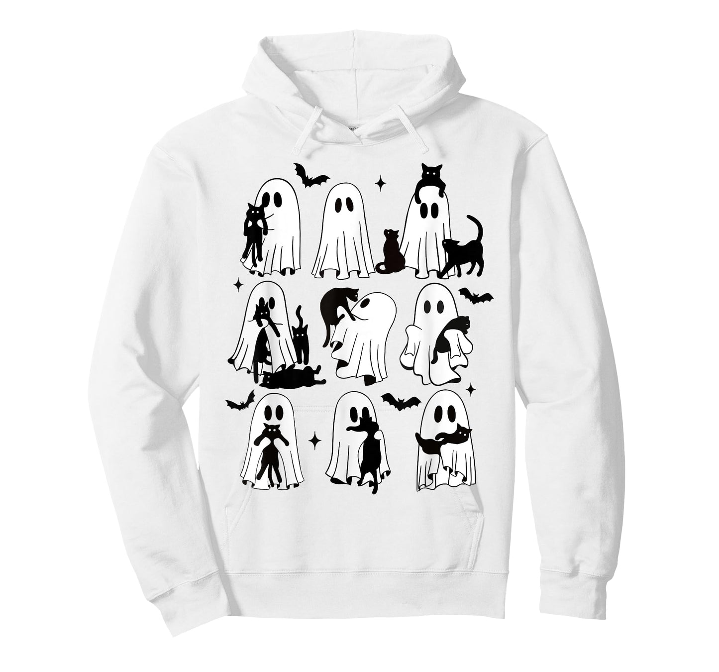 Funny Ghost Holding A Black Cat Lazy Halloween Spooky Season T-Shirt
