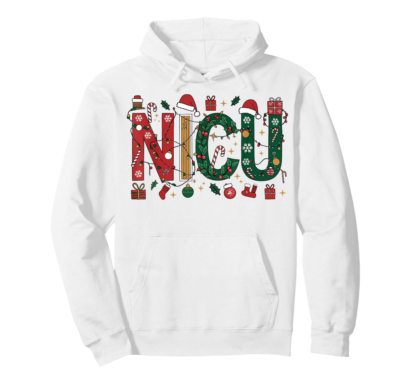 NICU Christmas Nurse Holiday Wreath Candy Cane Light Festive T-Shirt
