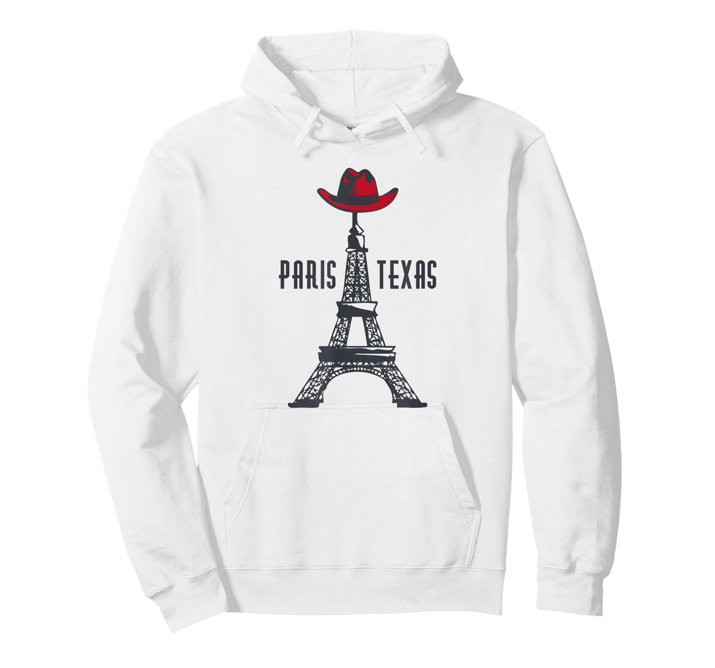 Paris Texas T-shirt - TX Eiffel Tower with Cowboy Hat T-Shirt