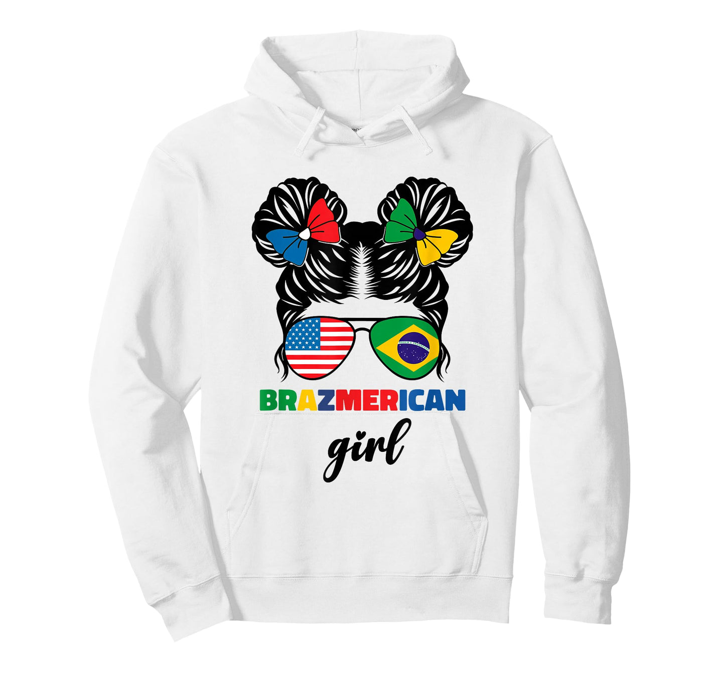 Half American and Brazilian America Brazil Flag Girl Kids T-Shirt