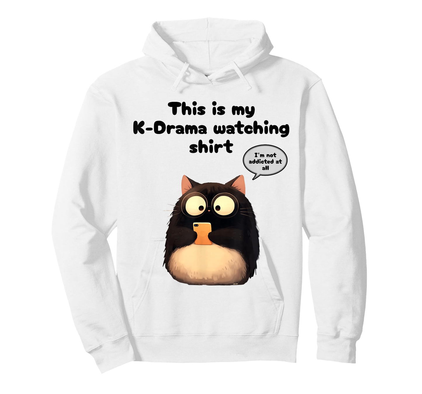 Kpop Gifts Co. Unisex-Adults, Teen Rabbit Kdrama Watching Cat Merch Korean Drama Merchandise T-Shirt