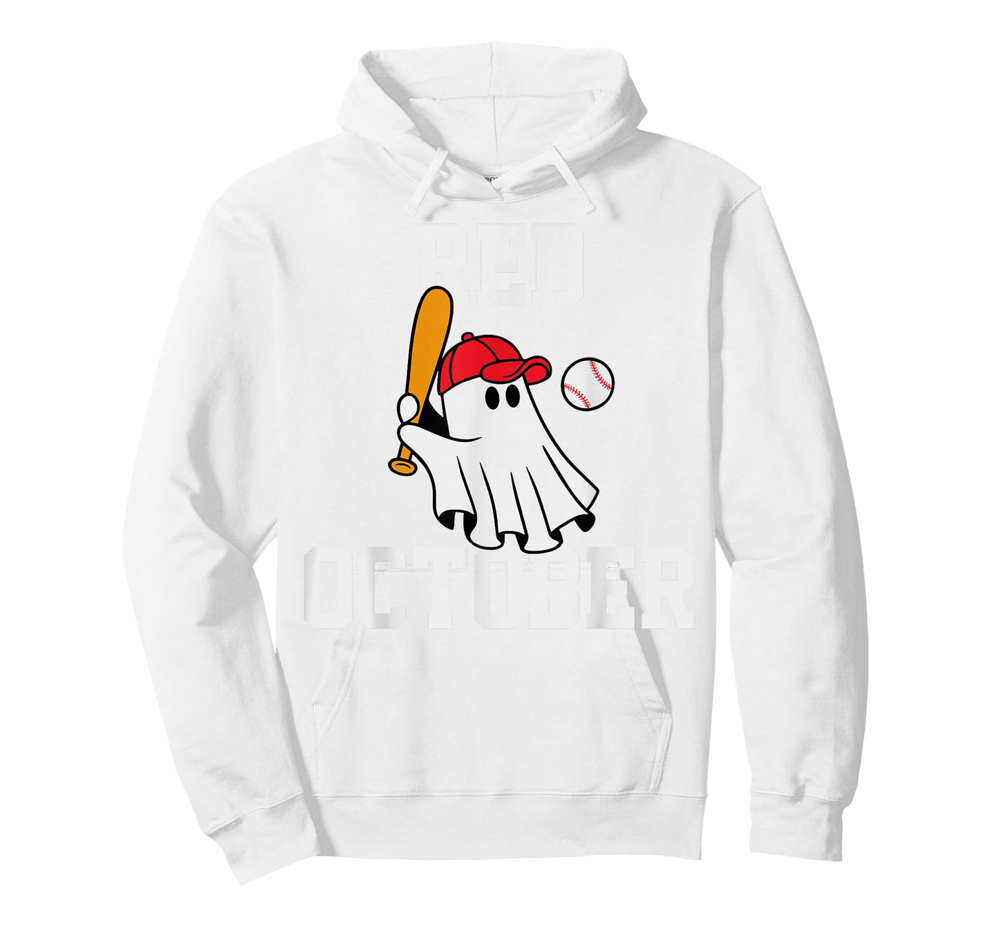 Funny Red October Halloween Ghost Playing Baseball Women Men T-Shirt