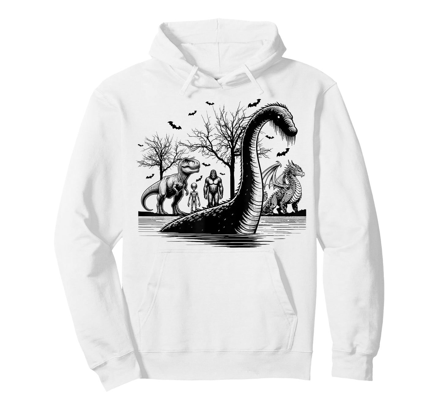 Halloween party bigfoot alien meet loch Ness dragon spooky T-Shirt