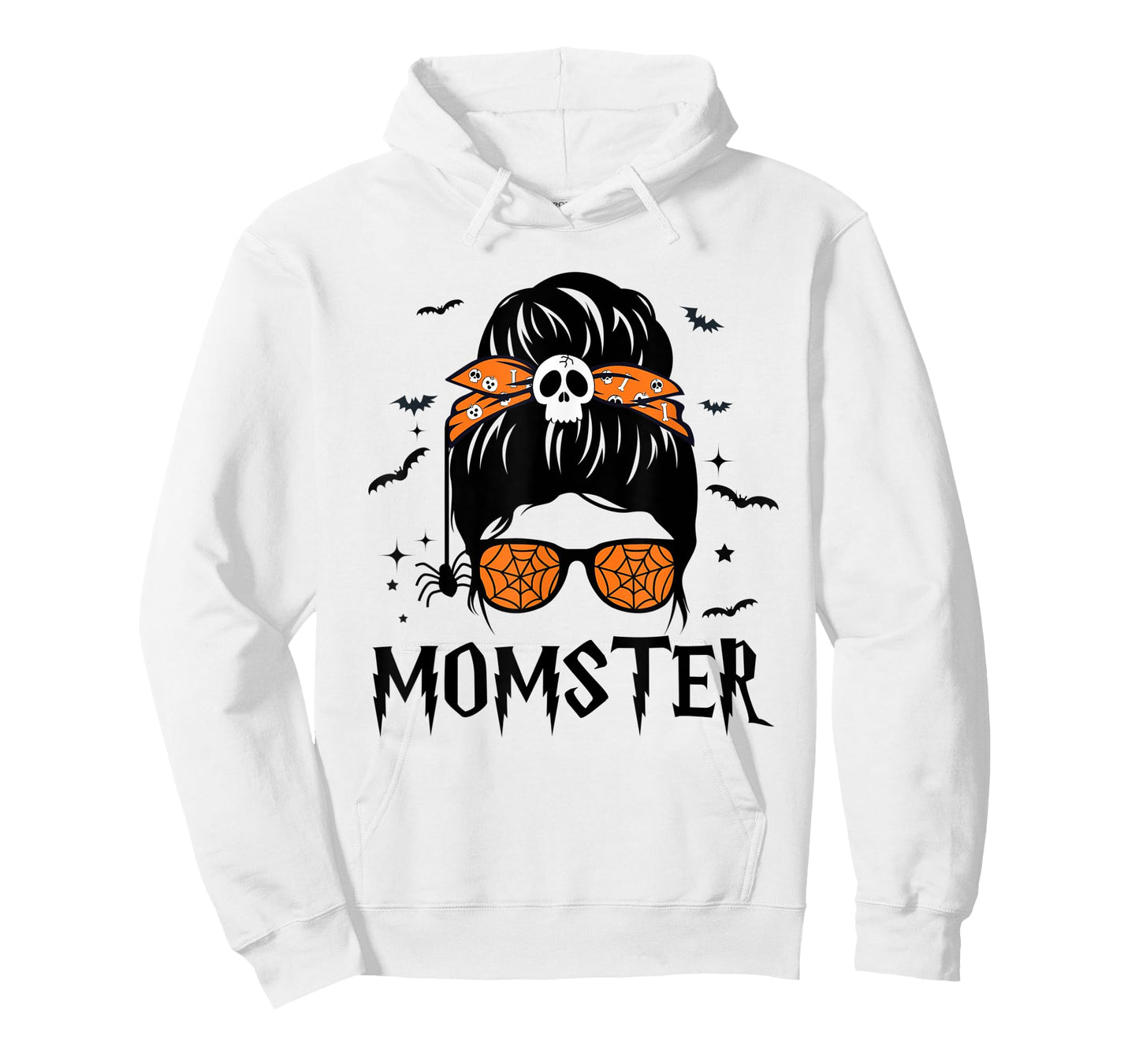 Momster Halloween Costume Skull Mom Messy Hair Bun Monster T-Shirt