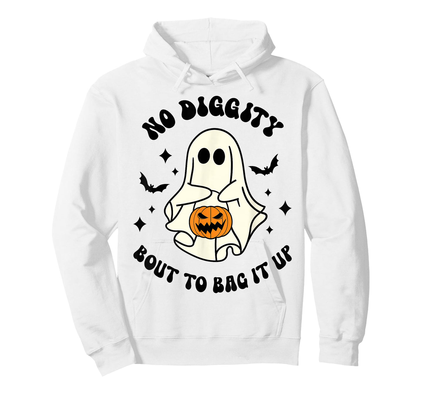 Halloween Ghost No Diggity Bout To Bag It Up Funny T-Shirt