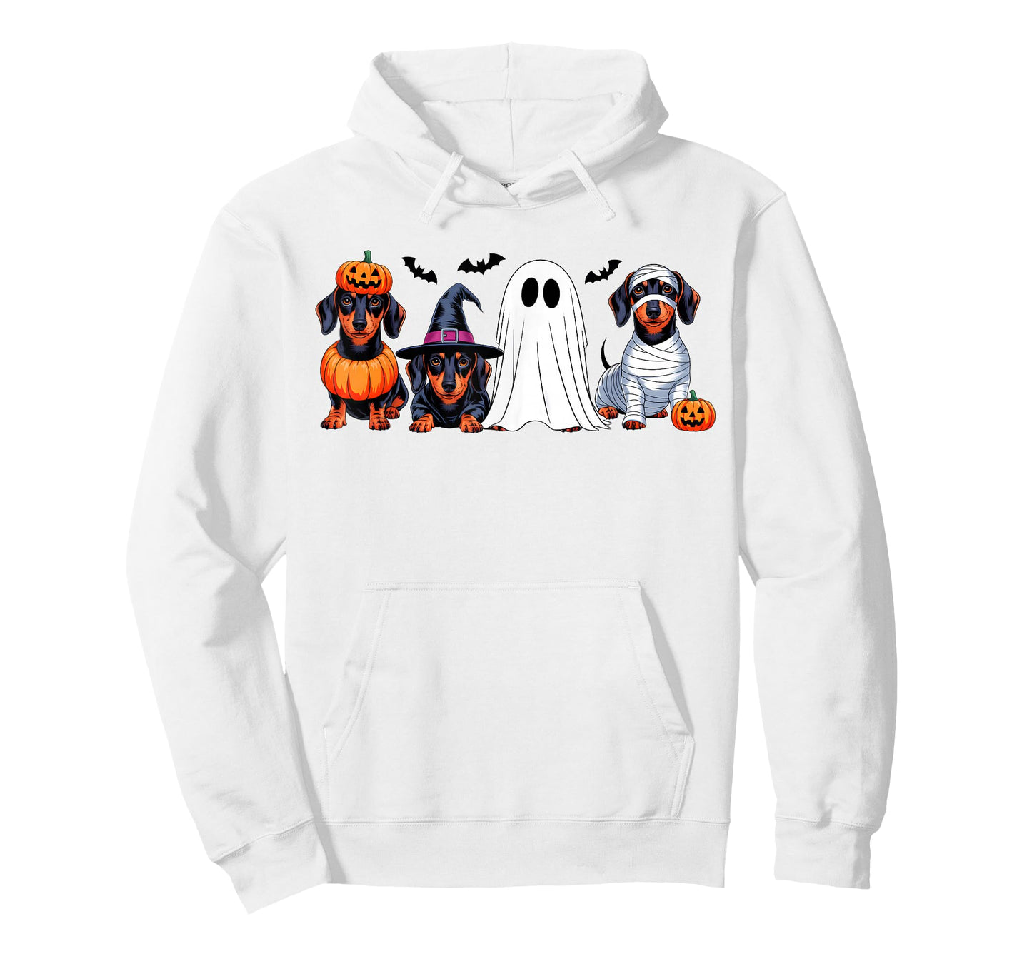 Ghost Witch Mummy Pumpkin Dachshund Dog Halloween Costume T-Shirt