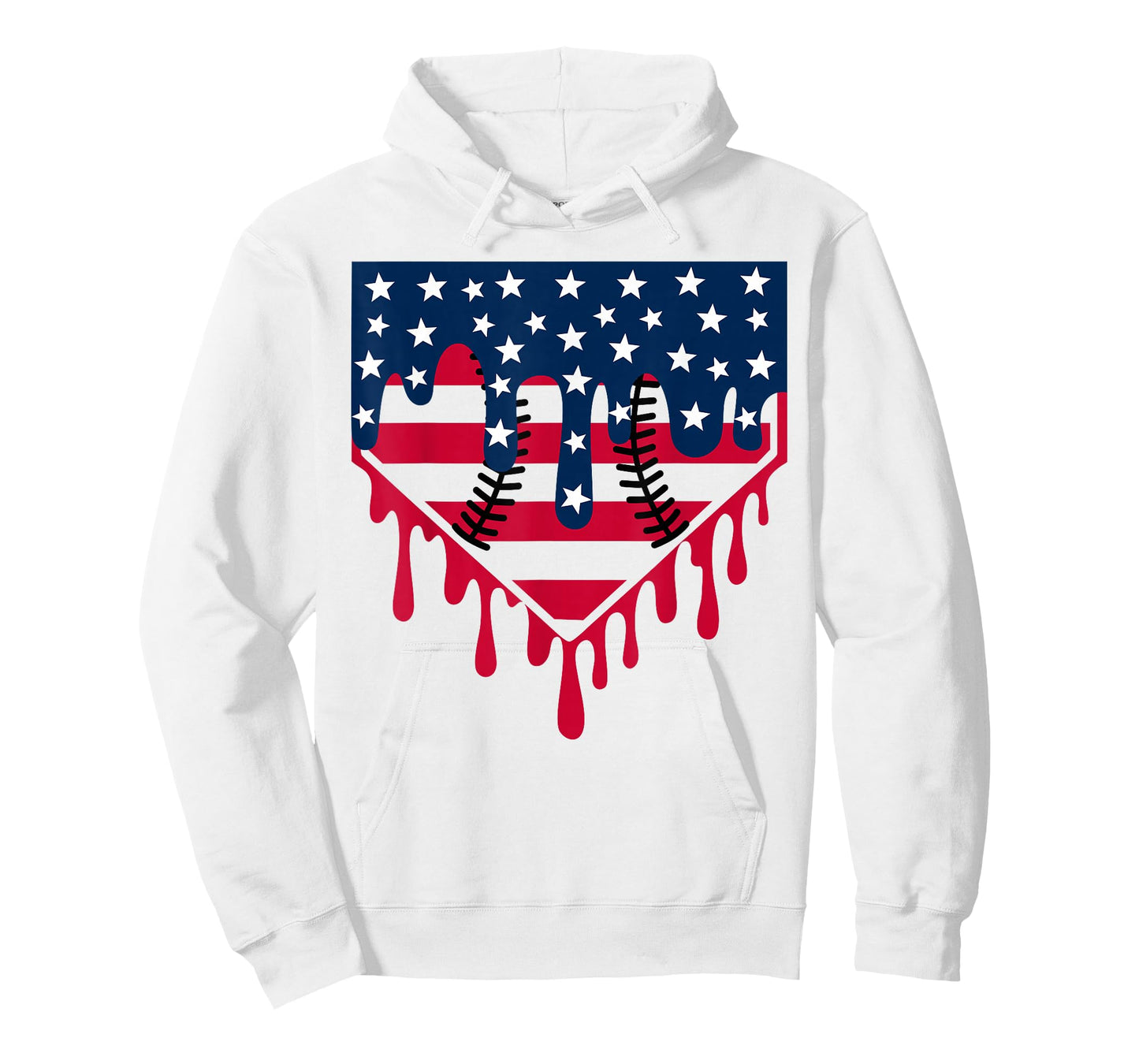Baseball Drip Boy Ice Cream Patriotic American Flag 4th July T-Shirt