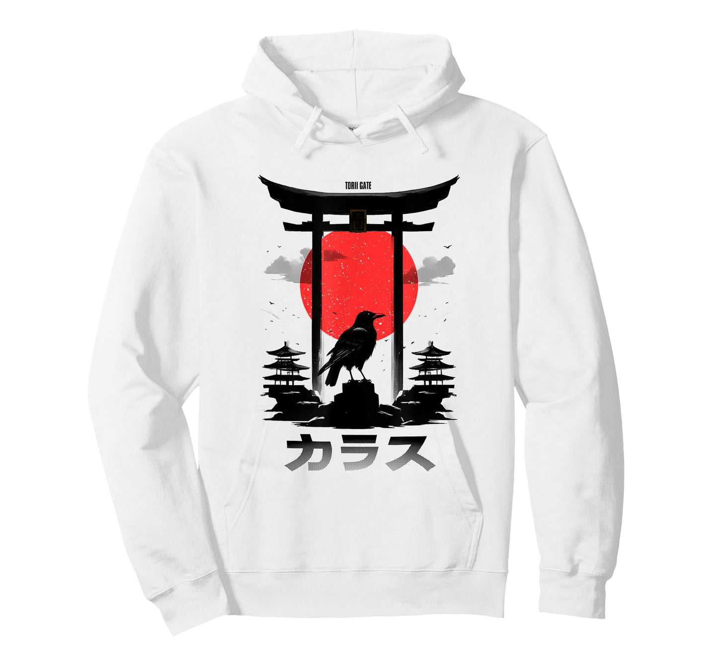Japanese Aesthetic Red Rising Sun Raven Torii Gate Shinto T-Shirt