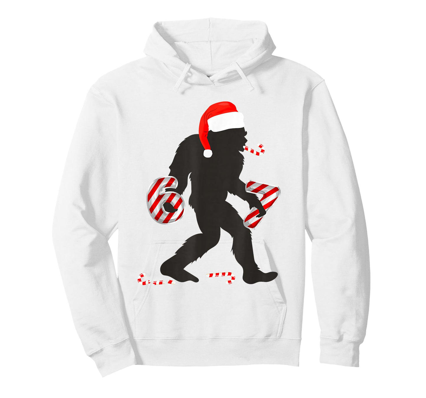 Funny 67 Meme with Bigfoot and Candy Canes Christmas 6 7 T-Shirt