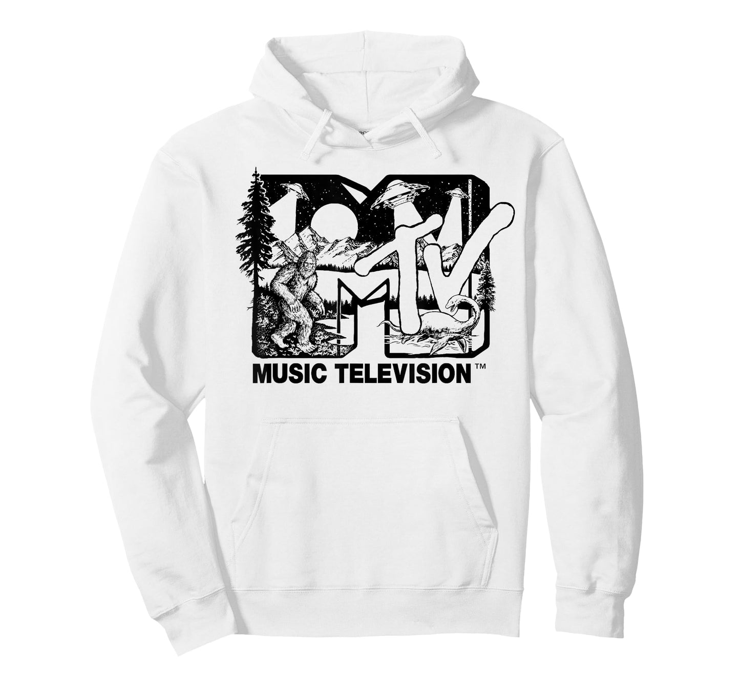 Mademark x MTV - Cryptid-Filled MTV Logo Feat. Bigfoot, UFO, & Nessie Outline T-Shirt